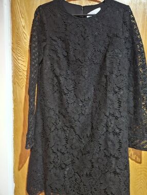 Club Monaco Black Lace Long-Sleeve Shift Dress